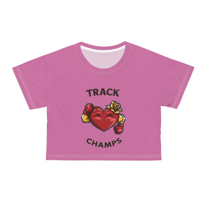 TRACK CHAMPS (Pink) - Crop Tee (AOP)