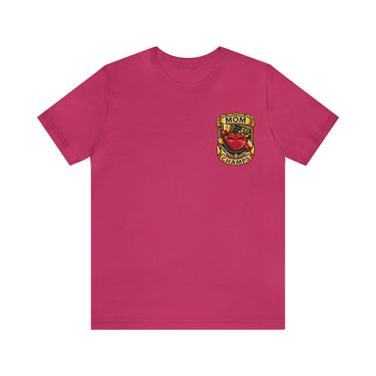 Mom Champs! (Small Front Logo & Back Design) - Unisex Jersey Short Sleeve Tee (Bella+Canvas)