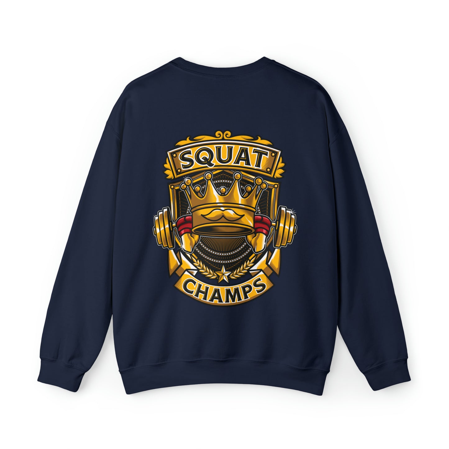 SQUAT CHAMPS (back design) - Unisex Heavy Blend™ Crewneck Sweatshirt