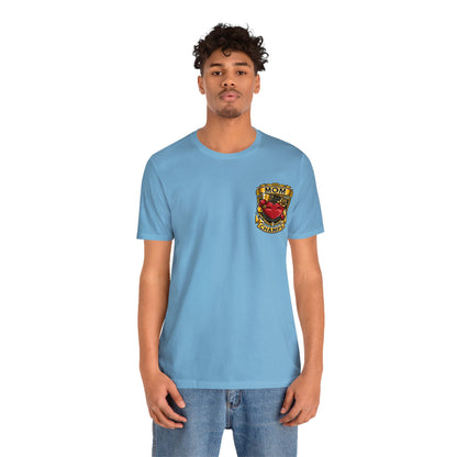 Mom Champs! (Small Front Logo & Back Design) - Unisex Jersey Short Sleeve Tee (Bella+Canvas)
