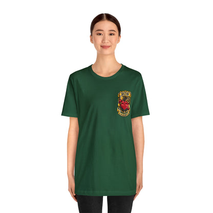 Mom Champs! (Small Front Logo & Back Design) - Unisex Jersey Short Sleeve Tee (Bella+Canvas)