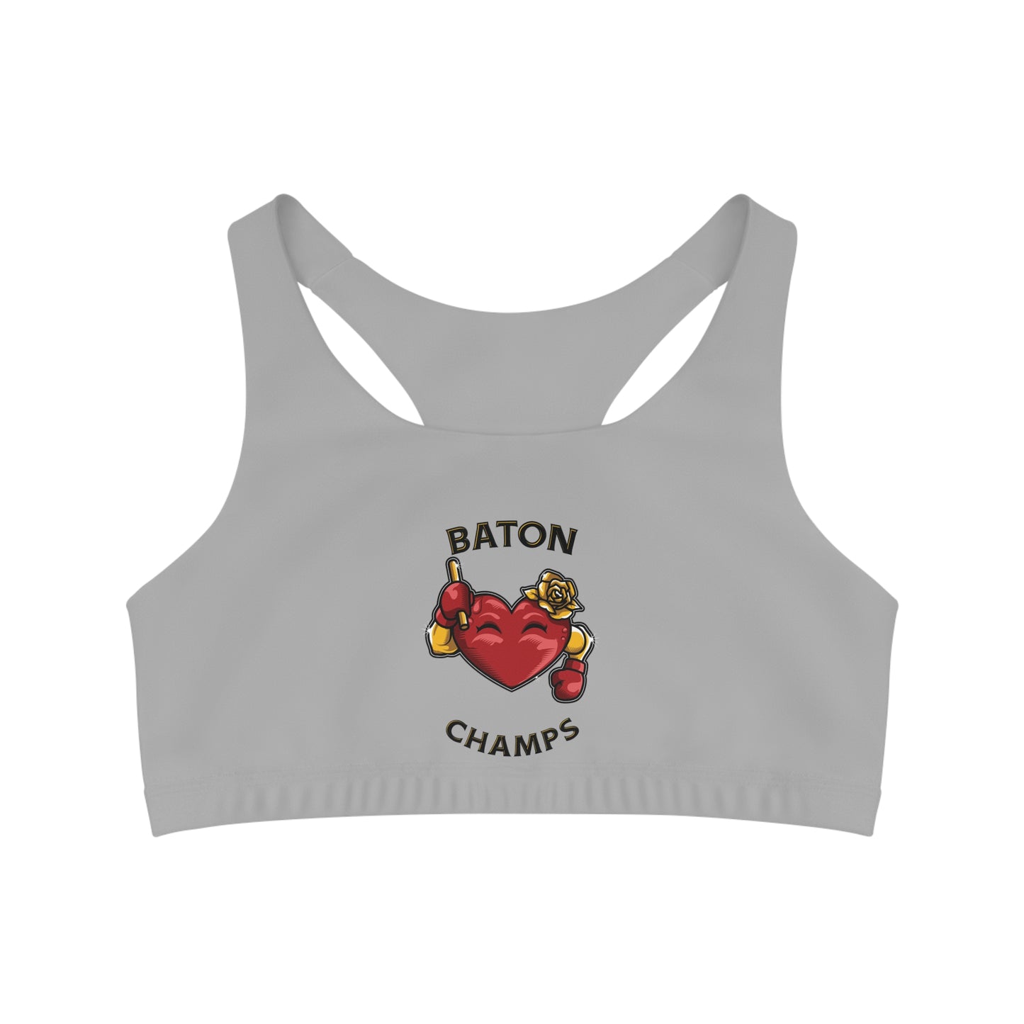BATON CHAMPS (Gray) - Seamless Sports Bra (AOP)