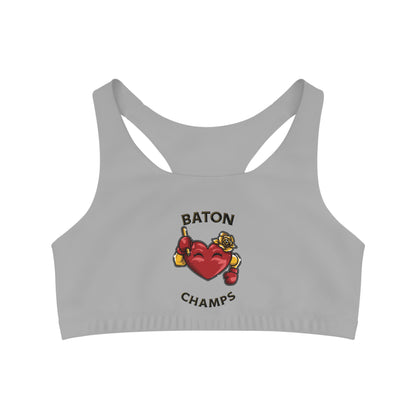 BATON CHAMPS (Gray) - Seamless Sports Bra (AOP)