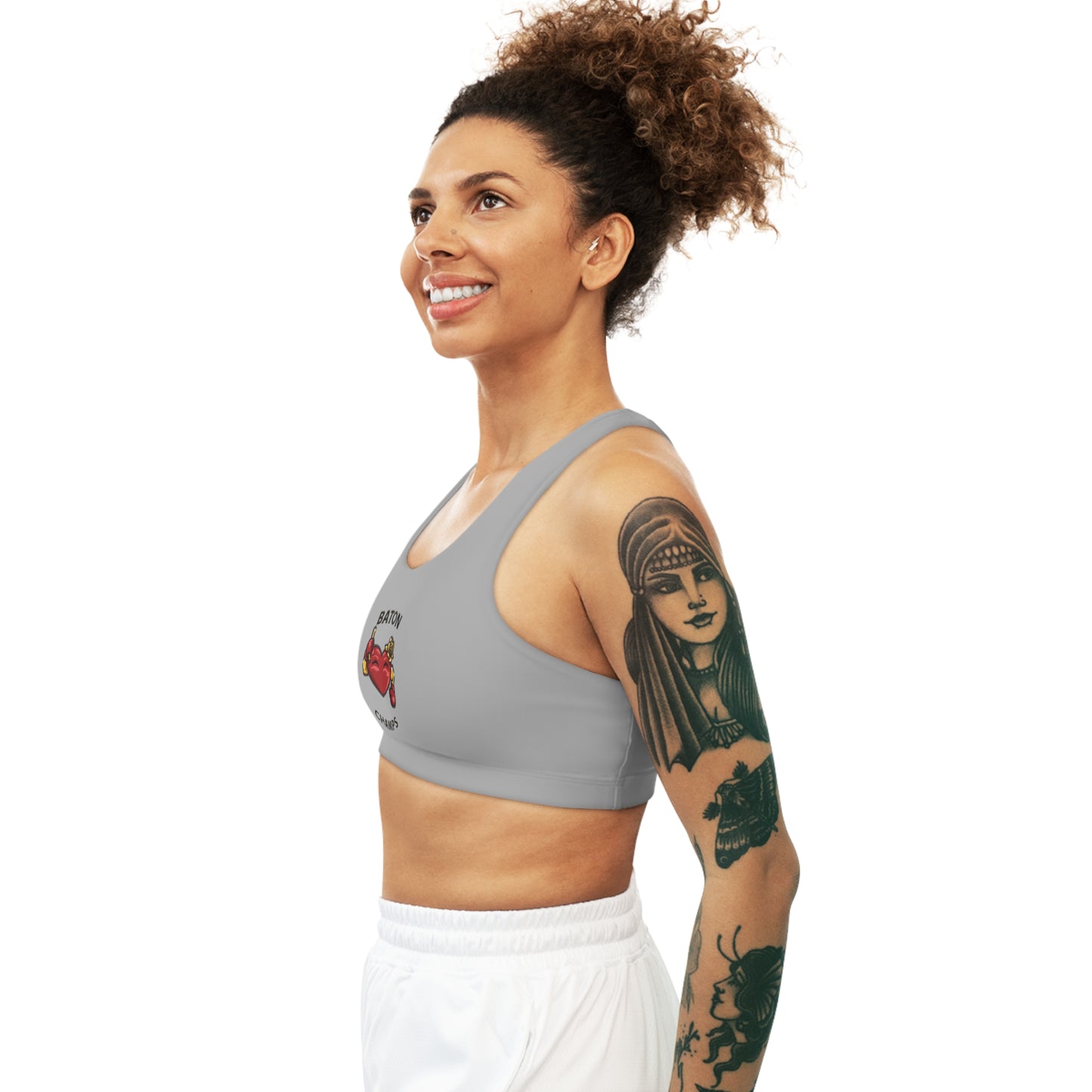 BATON CHAMPS (Gray) - Seamless Sports Bra (AOP)