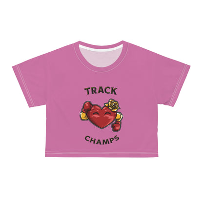 TRACK CHAMPS (Pink) - Crop Tee (AOP)