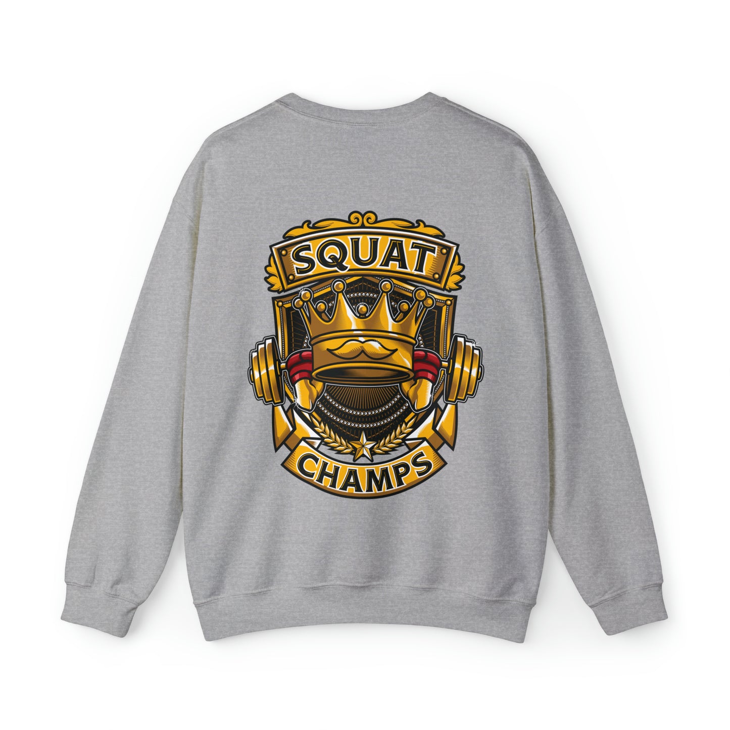 SQUAT CHAMPS (back design) - Unisex Heavy Blend™ Crewneck Sweatshirt