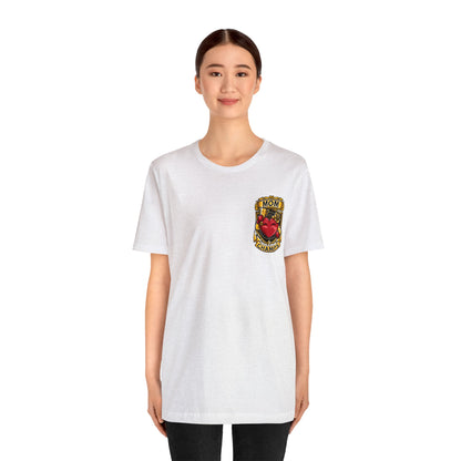 Mom Champs! (Small Front Logo & Back Design) - Unisex Jersey Short Sleeve Tee (Bella+Canvas)