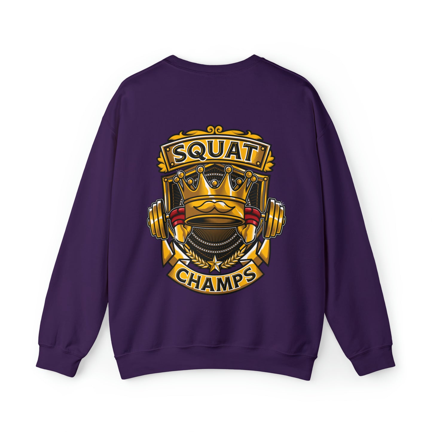 SQUAT CHAMPS (back design) - Unisex Heavy Blend™ Crewneck Sweatshirt