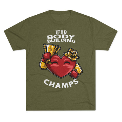 IFBB BODY BUILDING CHAMPS - PREMIUM SOFT - Unisex Tri-Blend Crew Tee (Next Level 6010)