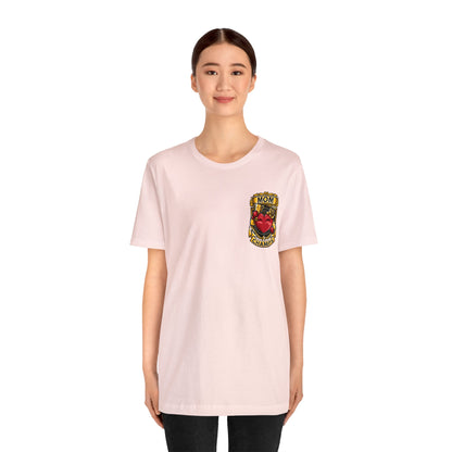 Mom Champs! (Small Front Logo & Back Design) - Unisex Jersey Short Sleeve Tee (Bella+Canvas)