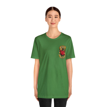 Mom Champs! (Small Front Logo & Back Design) - Unisex Jersey Short Sleeve Tee (Bella+Canvas)