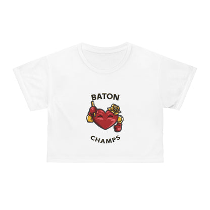 BATON CHAMPS (White) - Crop Tee (AOP)