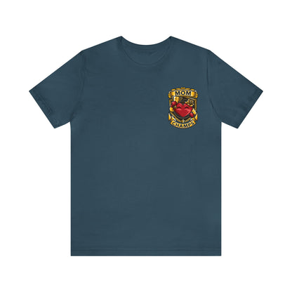 Mom Champs! (Small Front Logo & Back Design) - Unisex Jersey Short Sleeve Tee (Bella+Canvas)