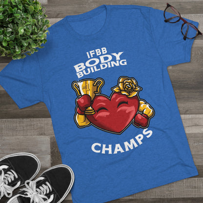 IFBB BODY BUILDING CHAMPS - PREMIUM SOFT - Unisex Tri-Blend Crew Tee (Next Level 6010)