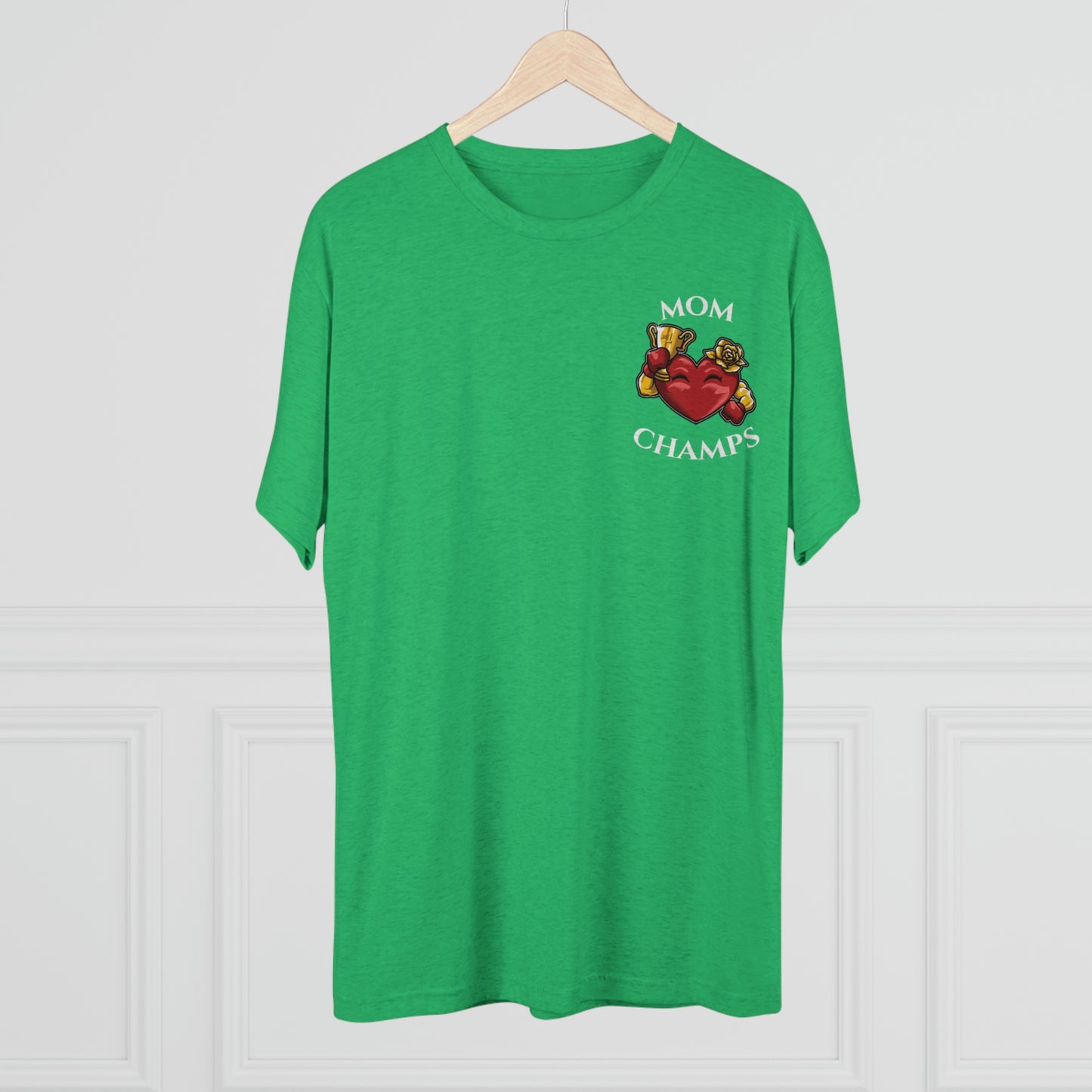 MOM CHAMPS (No Background - Small Logo) - PREMIUM SOFT - Unisex Tri-Blend Crew Tee (Next Level 6010)