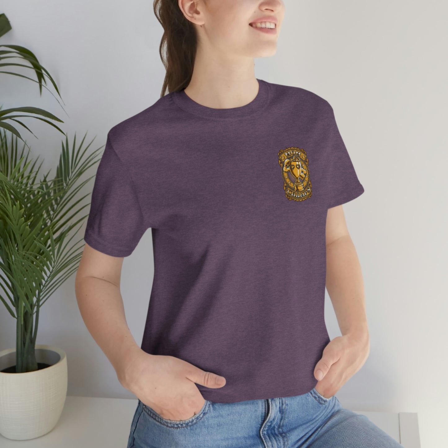Mom Champs (Gold -Front & Back)! Unisex Jersey Short Sleeve Tee (Bella+Canvas)