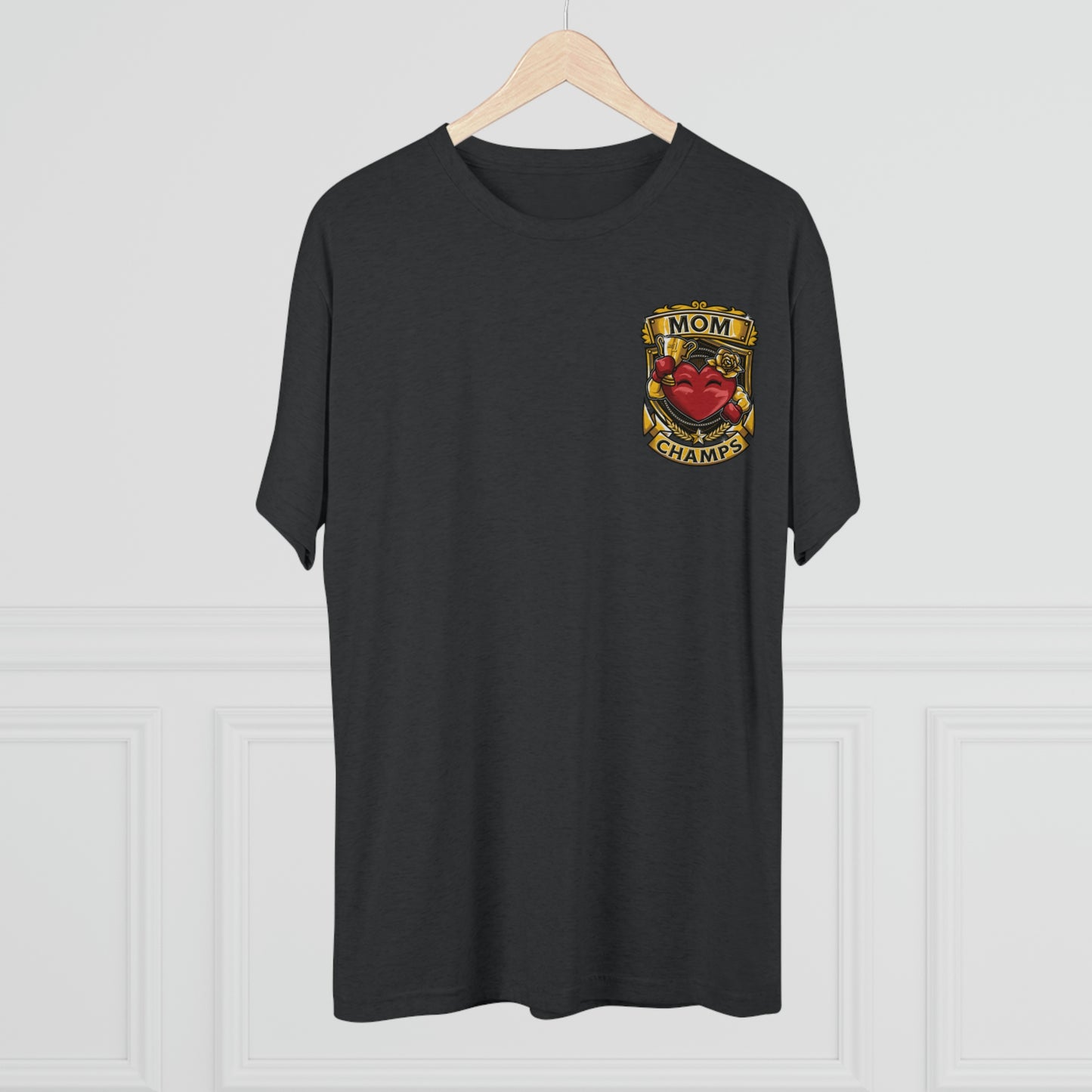 MOM CHAMPS (Small Logo) - PREMIUM SOFT - Unisex Tri-Blend Crew Tee (Next Level 6010)