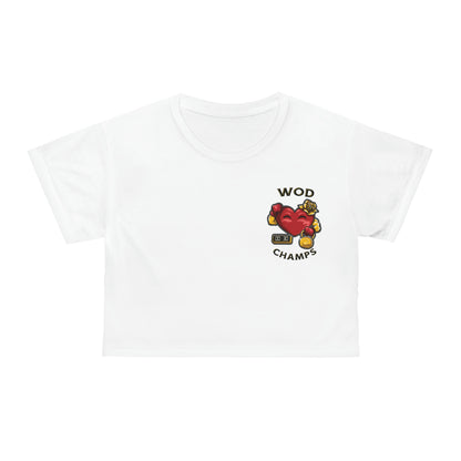 WOD CHAMPS (Small Logo - White) - Crop Tee (AOP)