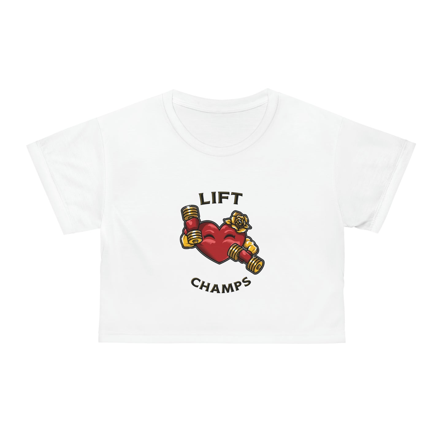 LIFT CHAMPS (White) - Crop Tee (AOP)