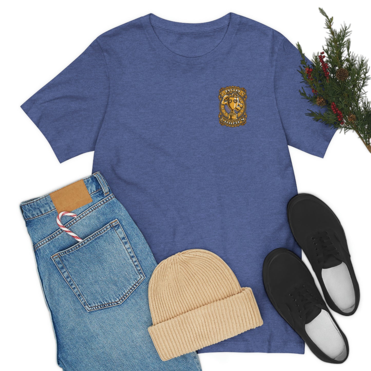 Mom Champs (Gold -Front & Back)! Unisex Jersey Short Sleeve Tee (Bella+Canvas)