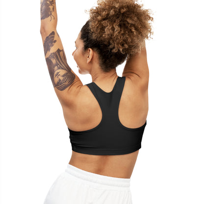 AMRAP CHAMPS  - Center Logo - (Black) - Seamless Sports Bra (AOP)