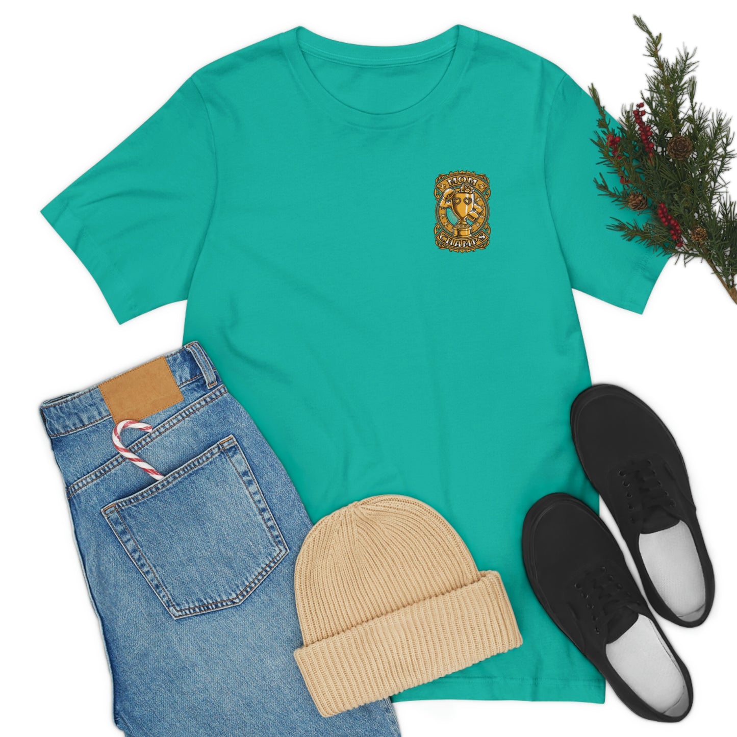 Mom Champs (Gold -Front & Back)! Unisex Jersey Short Sleeve Tee (Bella+Canvas)