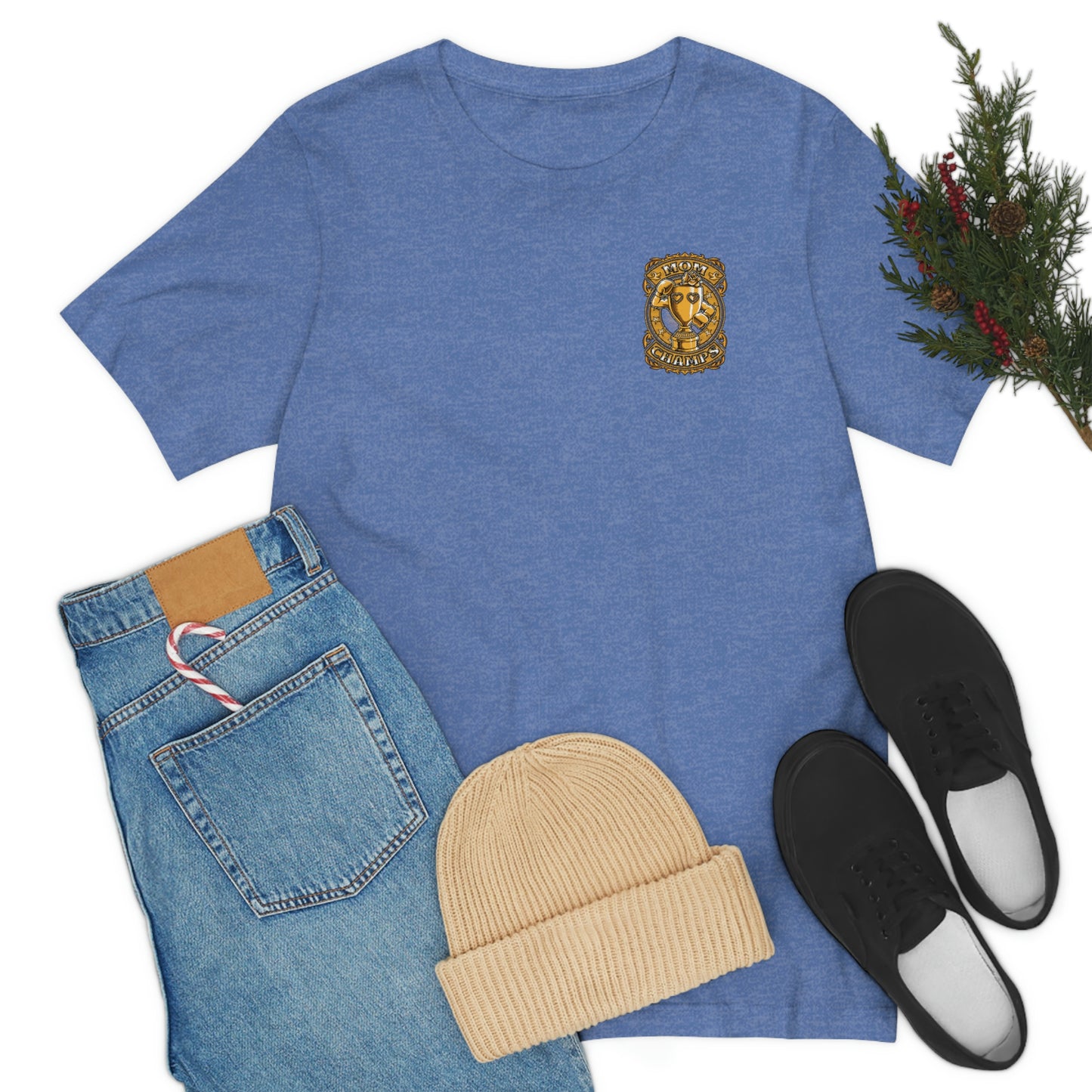 Mom Champs (Gold -Front & Back)! Unisex Jersey Short Sleeve Tee (Bella+Canvas)