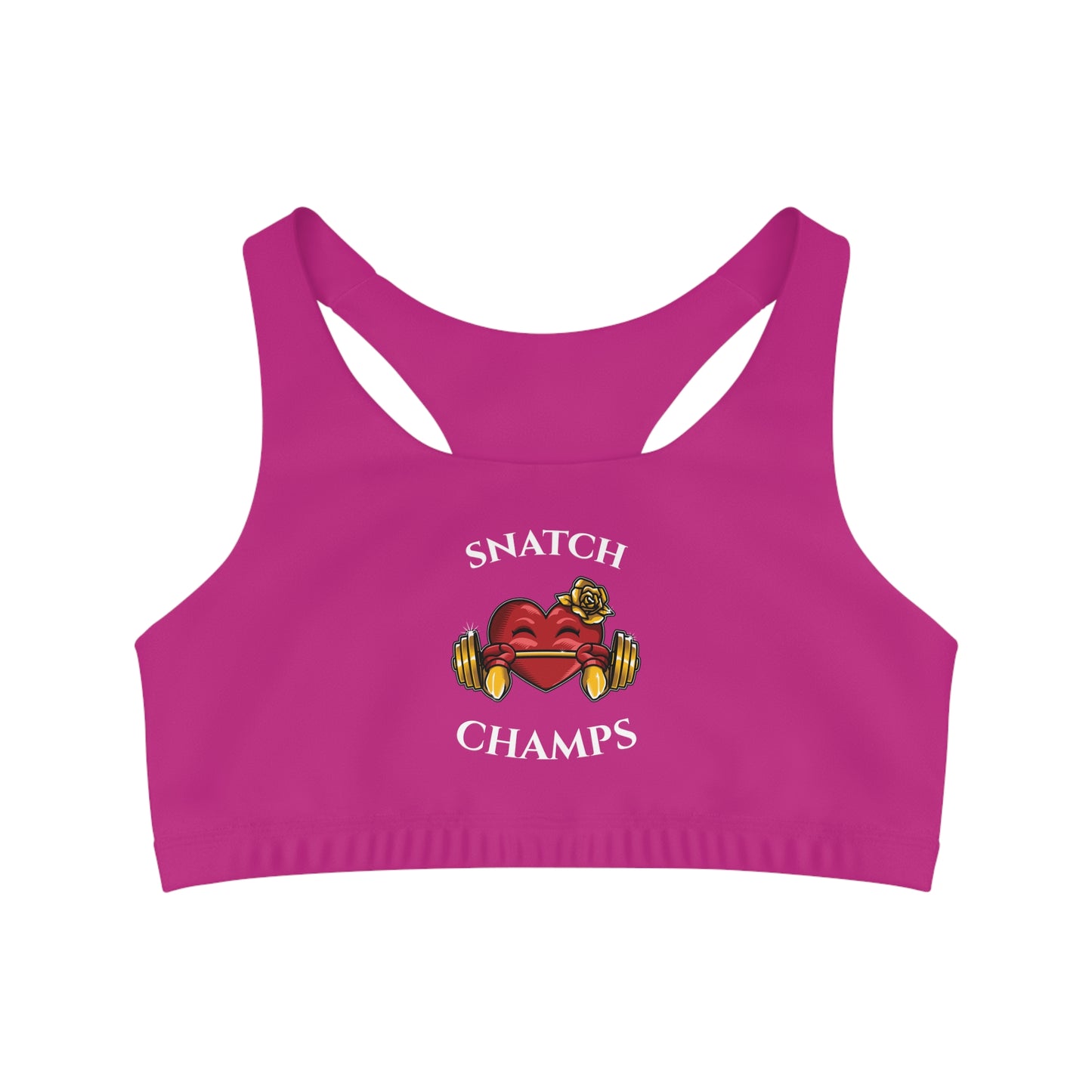 SNATCH CHAMPS - Center Logo - (Pink) - Seamless Sports Bra (AOP)