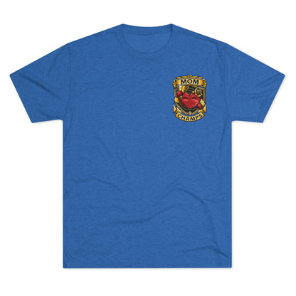 MOM CHAMPS (Small Logo) - PREMIUM SOFT - Unisex Tri-Blend Crew Tee (Next Level 6010)