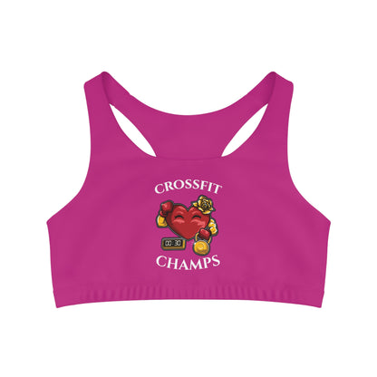 CROSSFIT CHAMPS - Center Logo - (Pink) - Seamless Sports Bra (AOP)