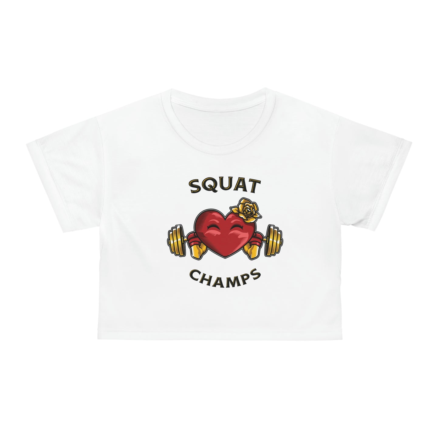 SQUAT CHAMPS (White) - Crop Tee (AOP)