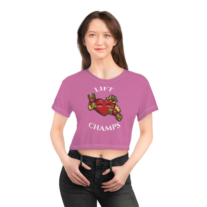 LIFT CHAMPS (Pink) - Crop Tee (AOP)