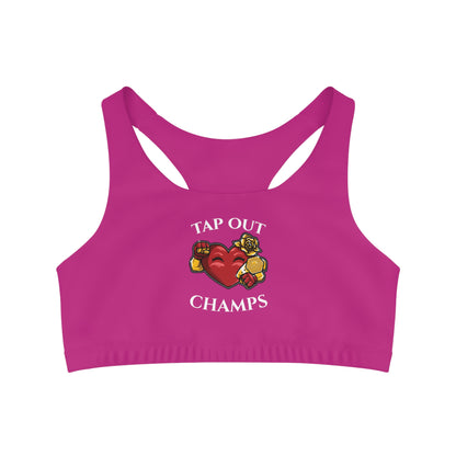 TAP OUT CHAMPS - Center Logo - (Pink) - Seamless Sports Bra (AOP)