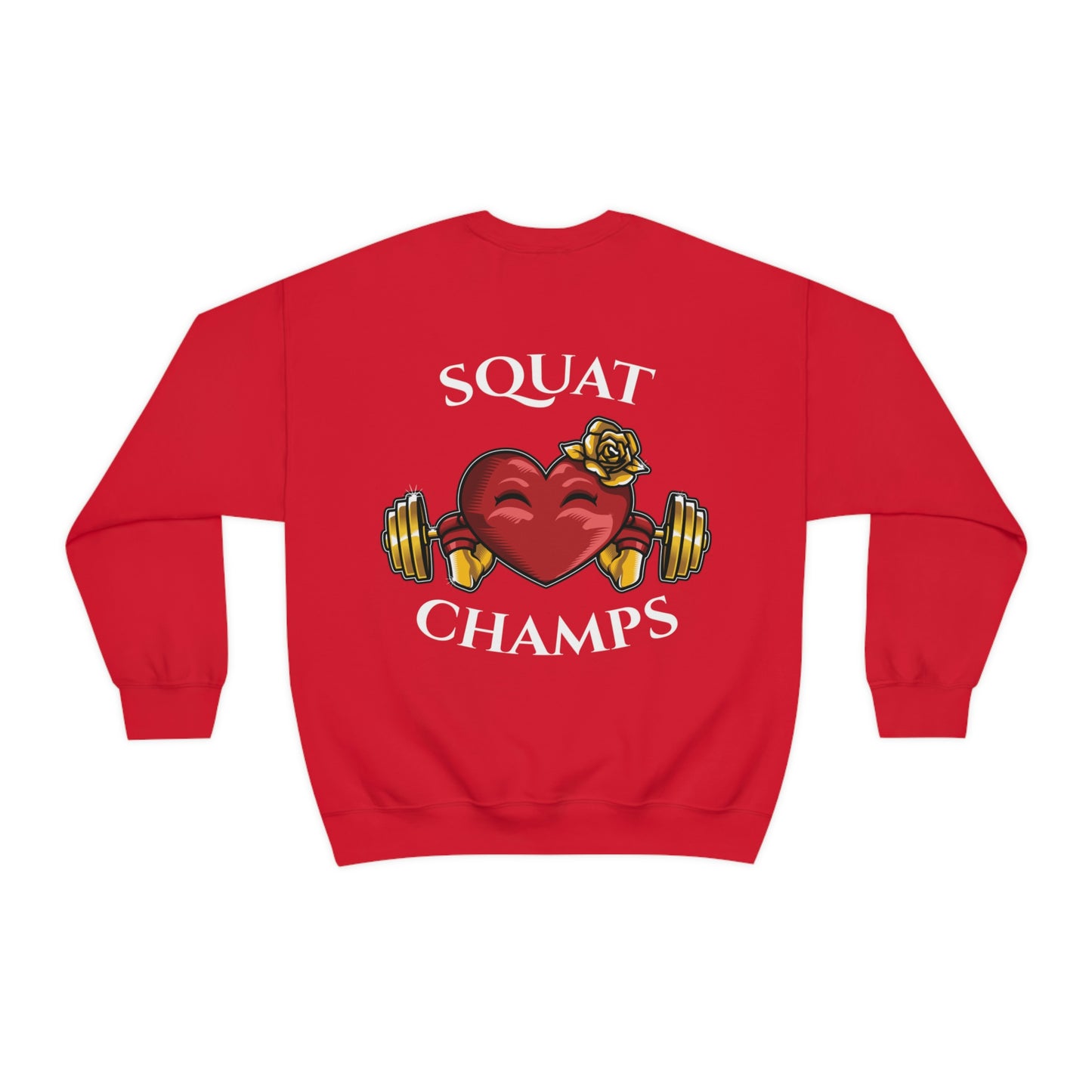 SQUAT CHAMPS (back design) - Unisex Heavy Blend™ Crewneck Sweatshirt