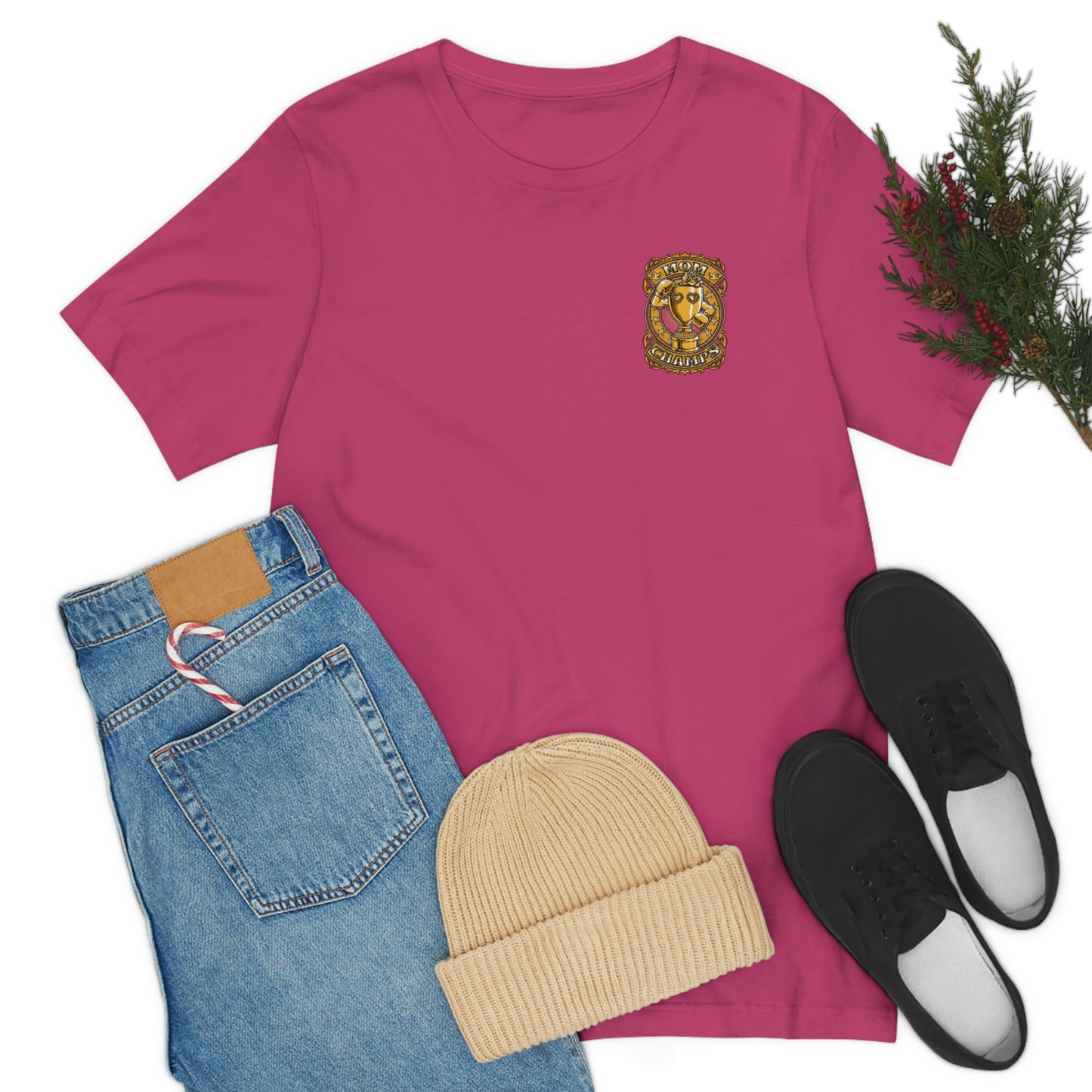 Mom Champs (Gold -Front & Back)! Unisex Jersey Short Sleeve Tee (Bella+Canvas)
