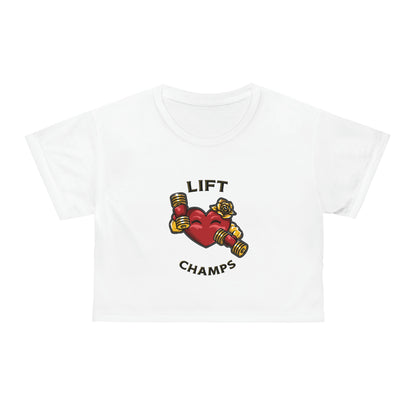 LIFT CHAMPS (White) - Crop Tee (AOP)