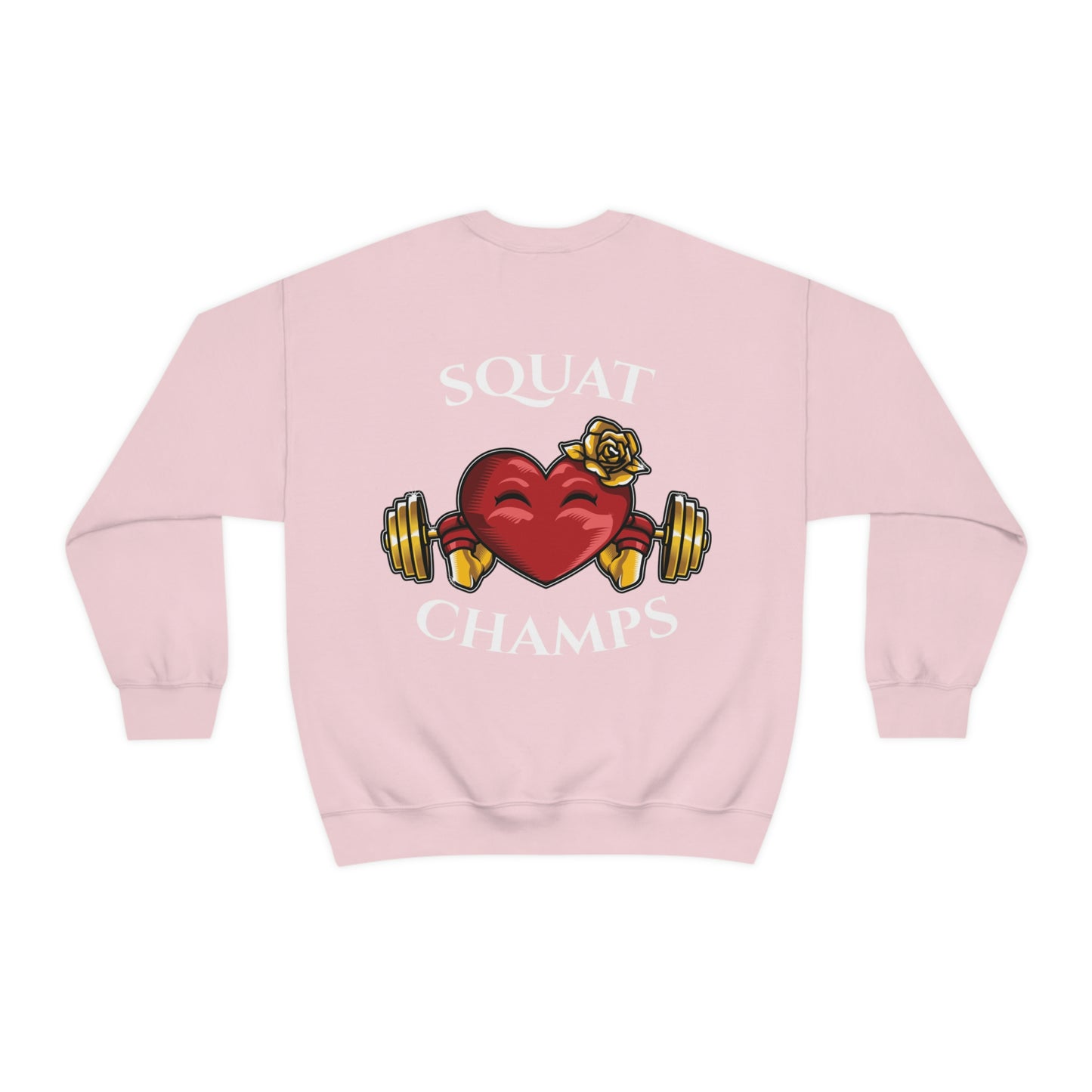 SQUAT CHAMPS (back design) - Unisex Heavy Blend™ Crewneck Sweatshirt