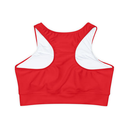 AMRAP CHAMPS (Red) - Fully Lined, Padded Sports Bra (AOP)