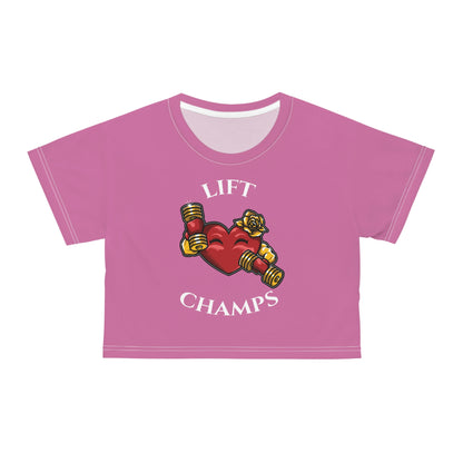 LIFT CHAMPS (Pink) - Crop Tee (AOP)