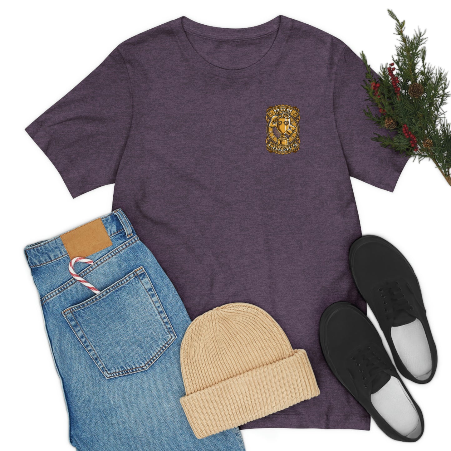 Mom Champs (Gold -Front & Back)! Unisex Jersey Short Sleeve Tee (Bella+Canvas)