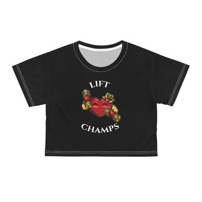 LIFT CHAMPS (Black) - Crop Tee (AOP)