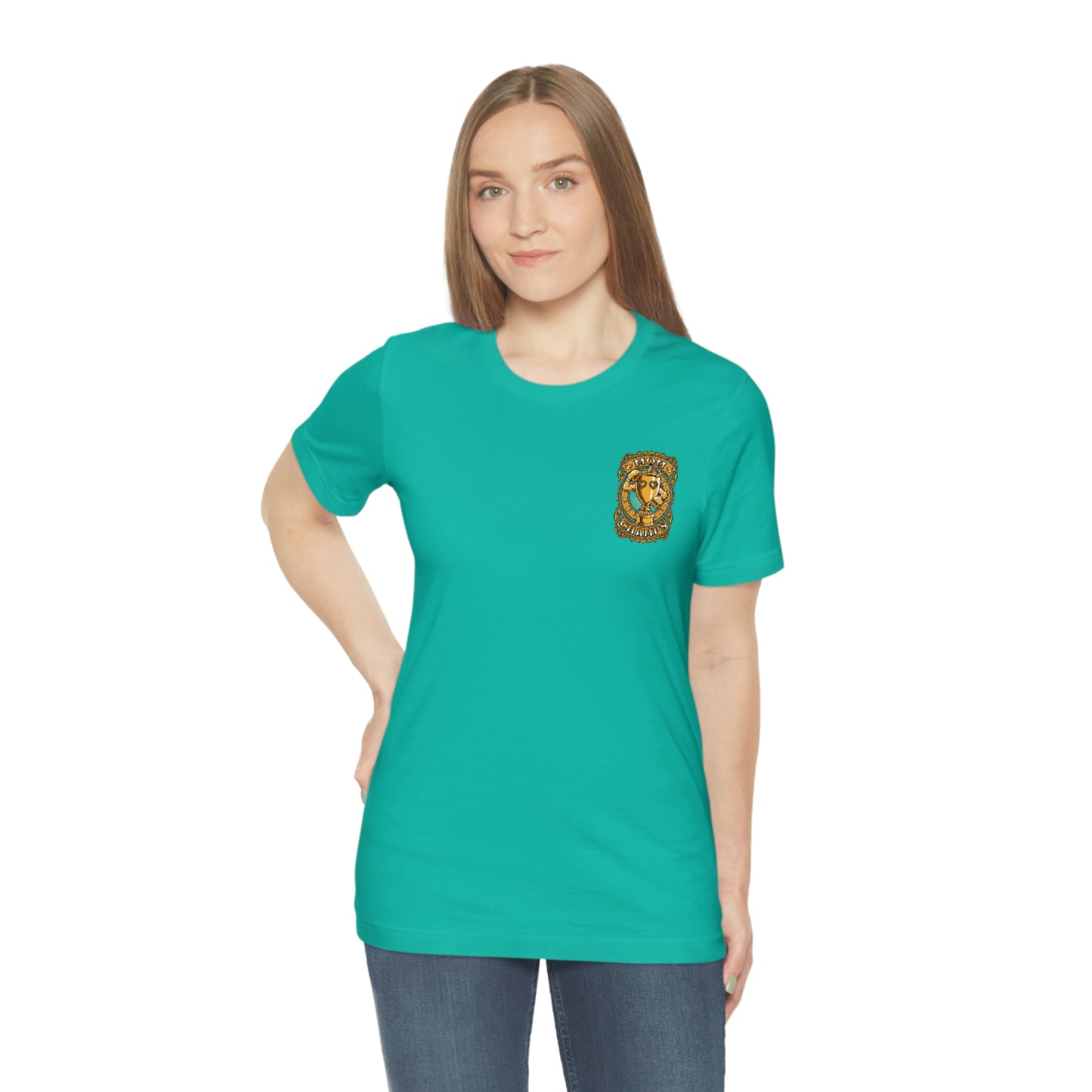 Mom Champs (Gold -Front & Back)! Unisex Jersey Short Sleeve Tee (Bella+Canvas)