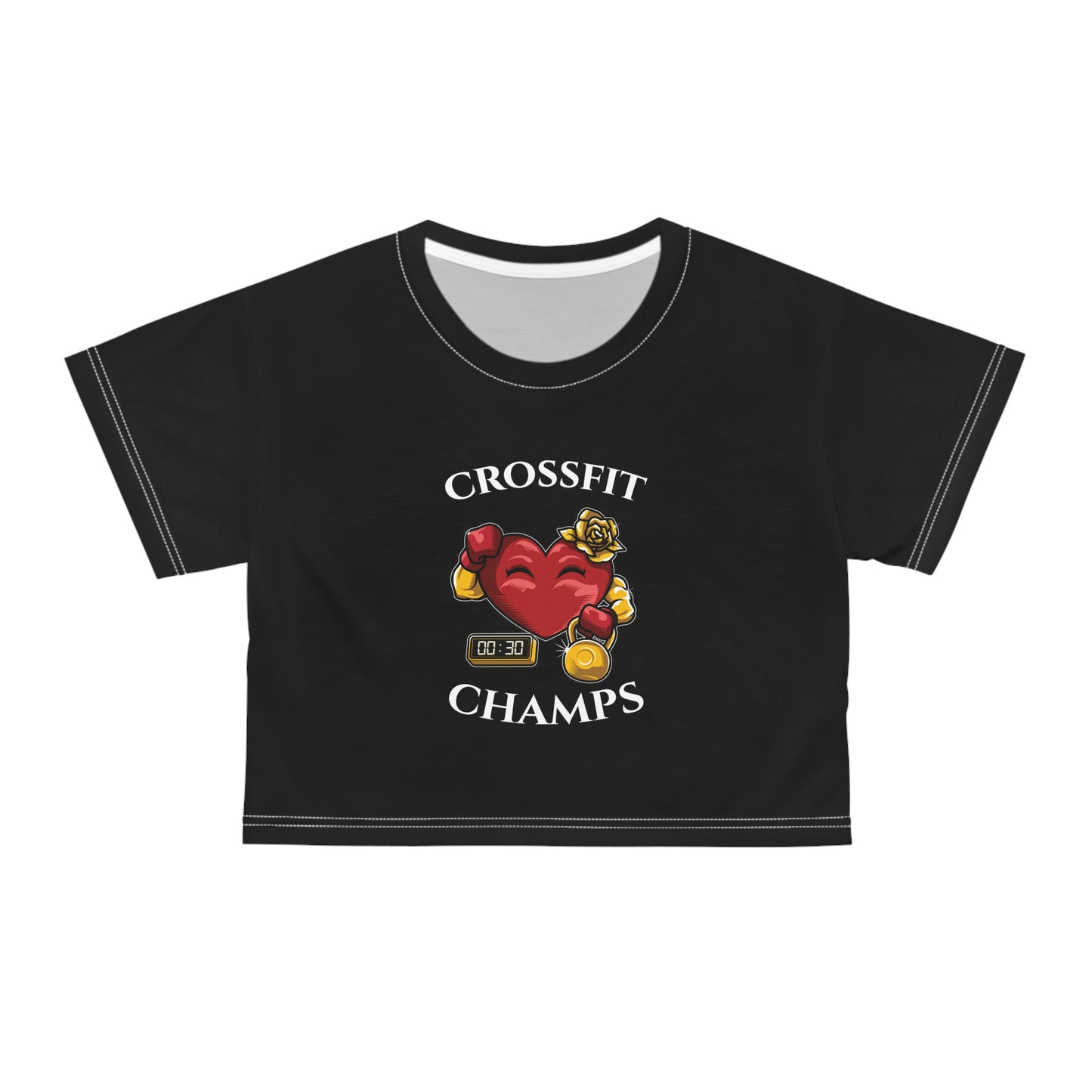 CROSSFIT CHAMPS (Black) - Crop Tee (AOP)