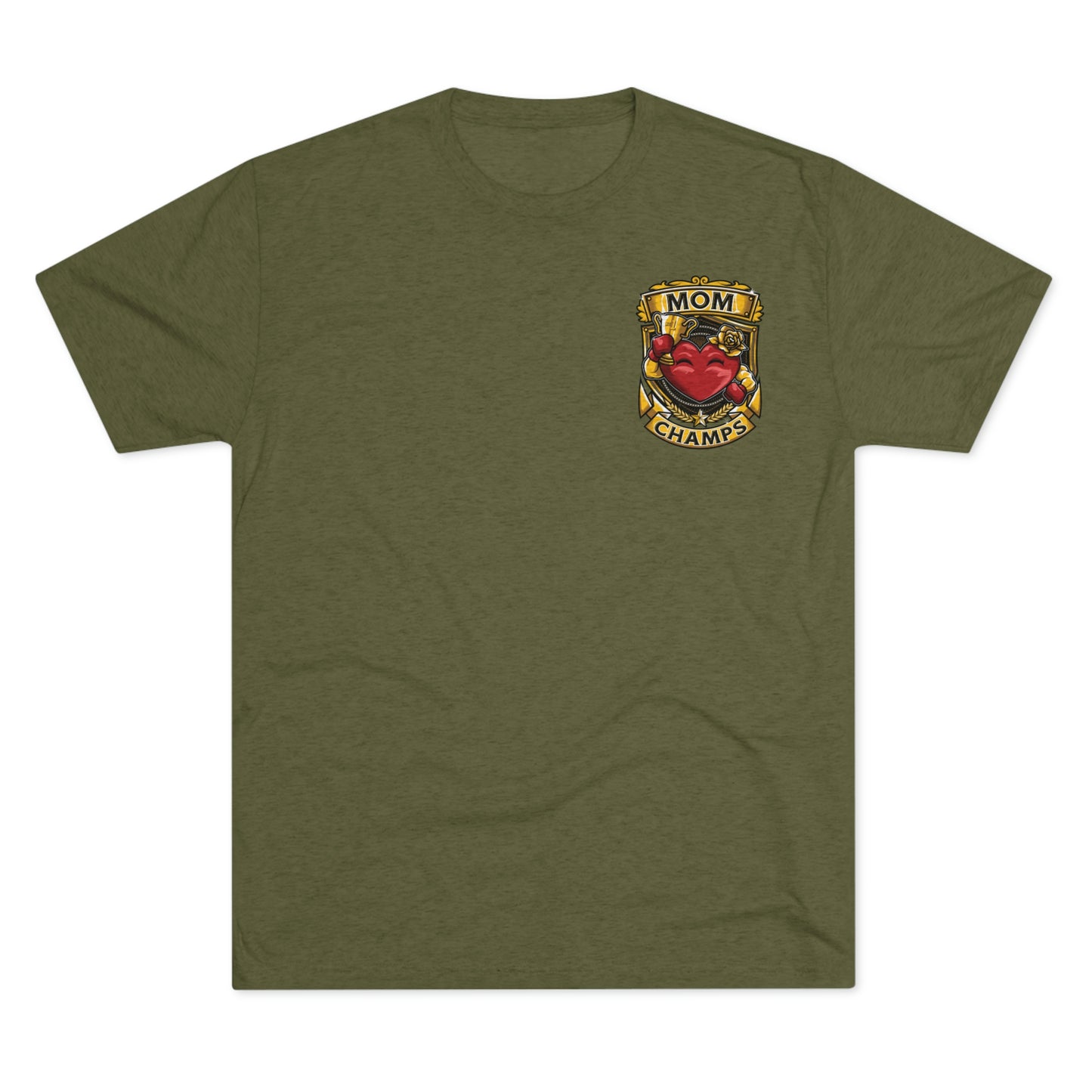 MOM CHAMPS (Small Logo) - PREMIUM SOFT - Unisex Tri-Blend Crew Tee (Next Level 6010)