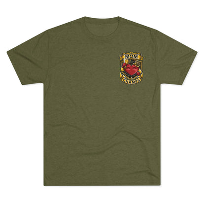 MOM CHAMPS (Small Logo) - PREMIUM SOFT - Unisex Tri-Blend Crew Tee (Next Level 6010)
