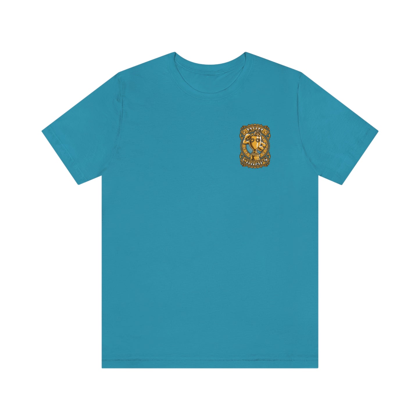 Mom Champs (Gold -Front & Back)! Unisex Jersey Short Sleeve Tee (Bella+Canvas)