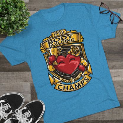IFBB BODY BUILDING CHAMPS  - PREMIUM SOFT - Unisex Tri-Blend Crew Tee (Next Level 6010)
