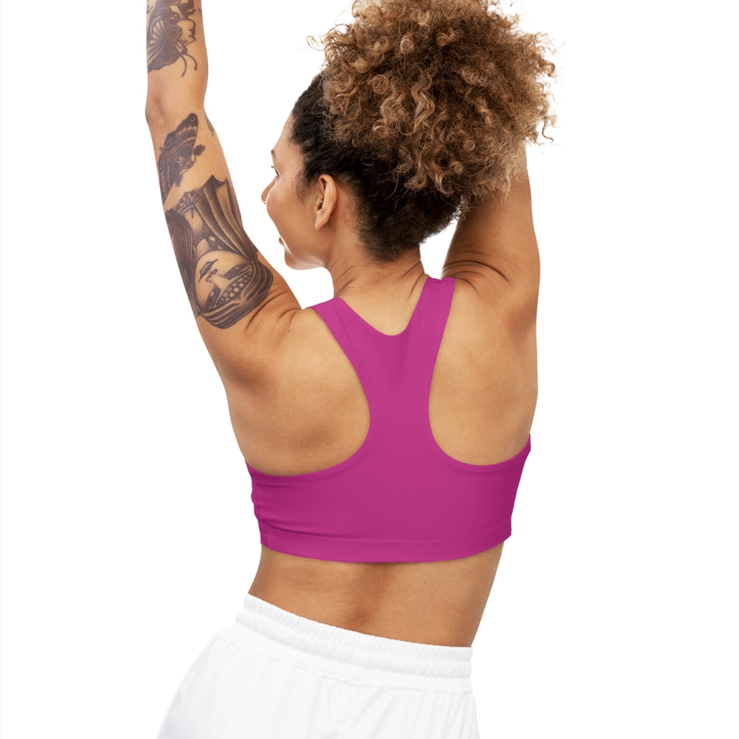 BURPEE CHAMPS - Center Logo - (Pink) - Seamless Sports Bra (AOP)
