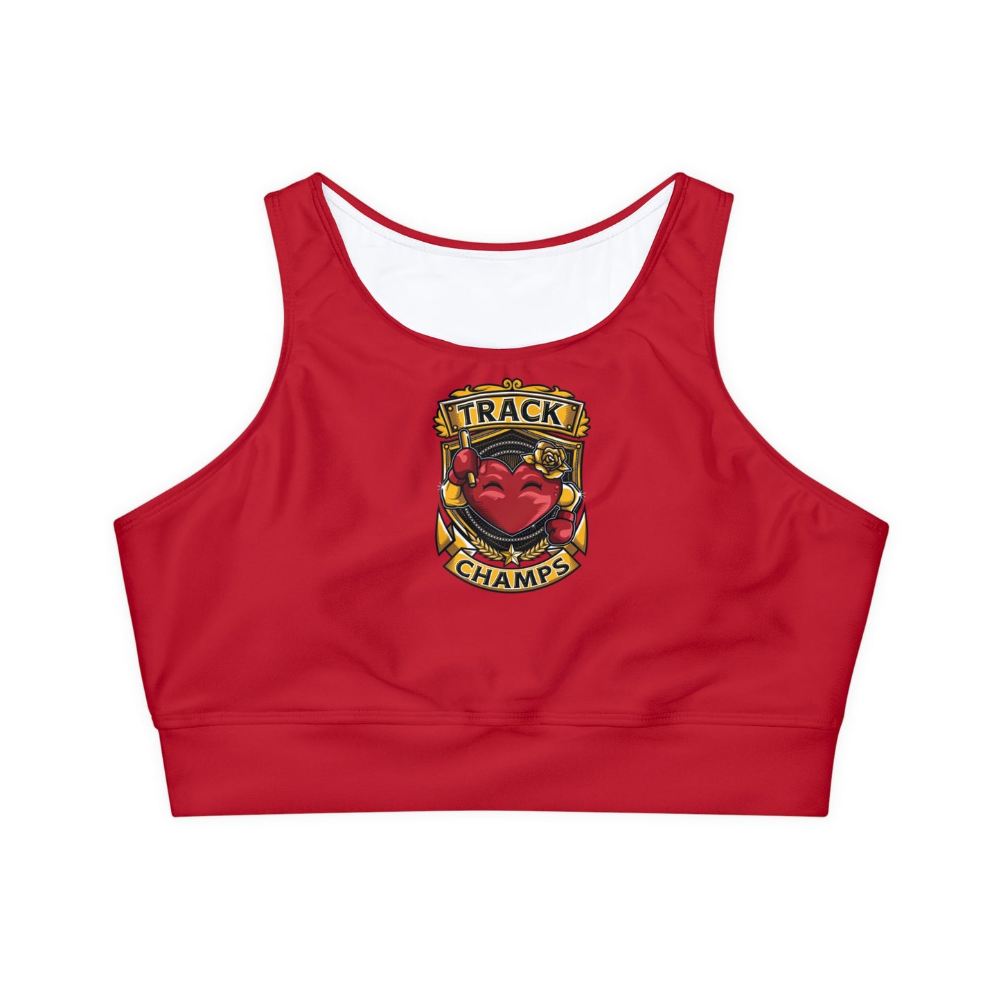 TRACK CHAMPS (Red) - Fully Lined, Padded Sports Bra