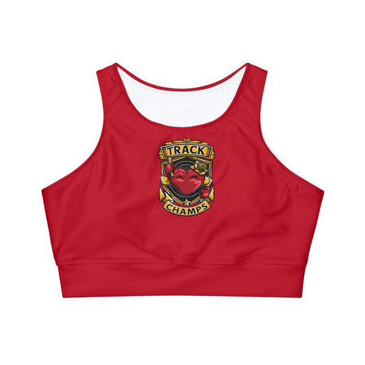 TRACK CHAMPS (Red) - Fully Lined, Padded Sports Bra